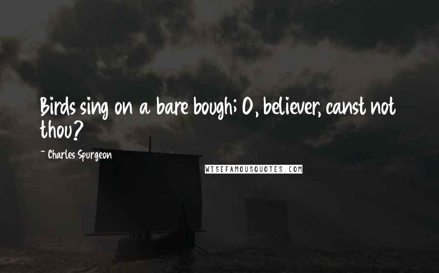 Charles Spurgeon Quotes: Birds sing on a bare bough; O, believer, canst not thou?