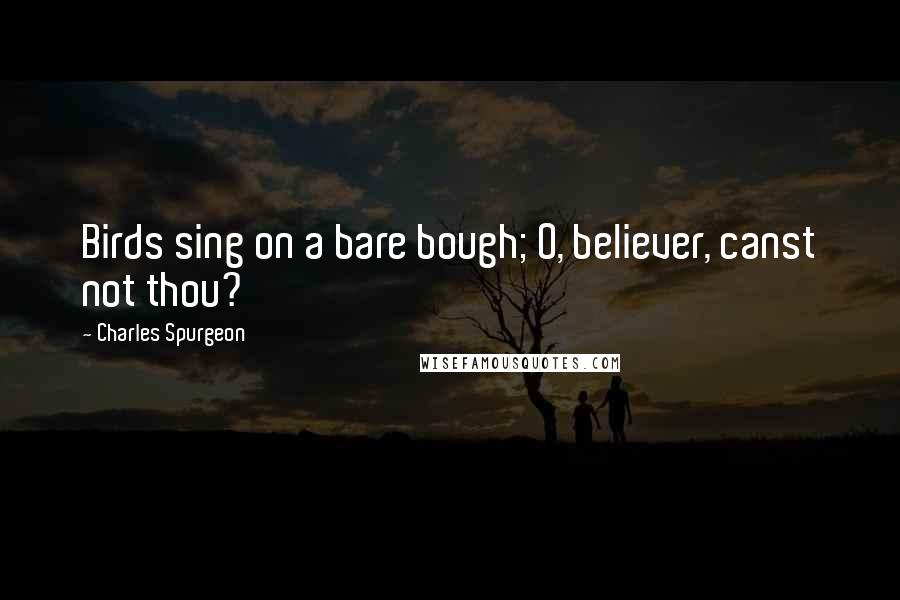 Charles Spurgeon Quotes: Birds sing on a bare bough; O, believer, canst not thou?