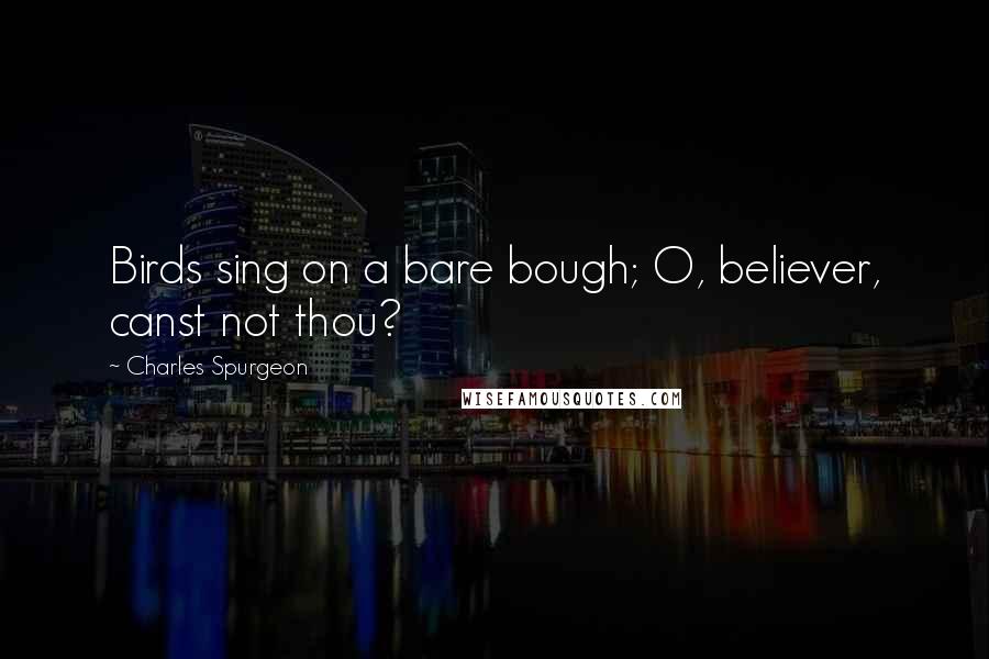 Charles Spurgeon Quotes: Birds sing on a bare bough; O, believer, canst not thou?