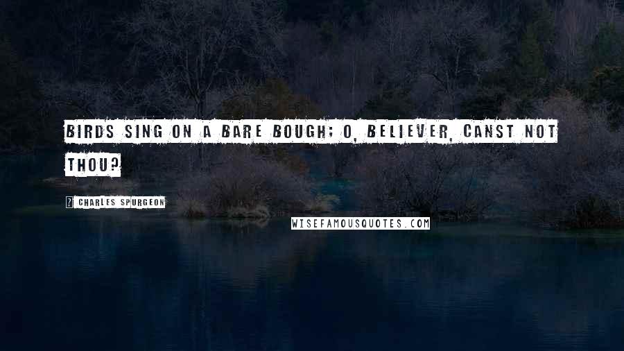 Charles Spurgeon Quotes: Birds sing on a bare bough; O, believer, canst not thou?