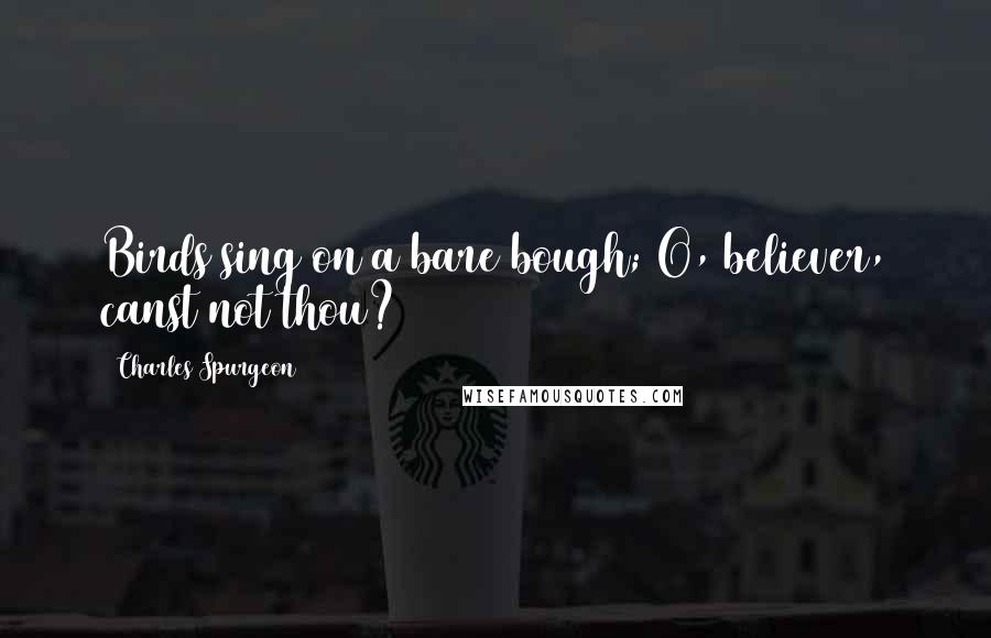 Charles Spurgeon Quotes: Birds sing on a bare bough; O, believer, canst not thou?