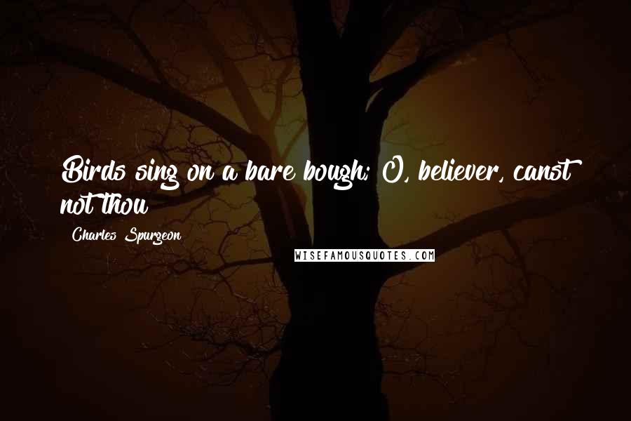 Charles Spurgeon Quotes: Birds sing on a bare bough; O, believer, canst not thou?