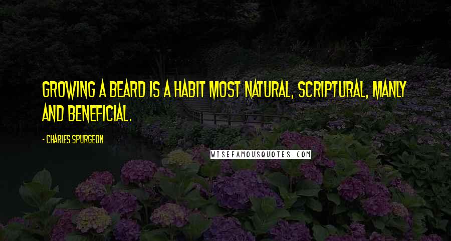 Charles Spurgeon Quotes: Growing a beard is a habit most natural, Scriptural, manly and beneficial.