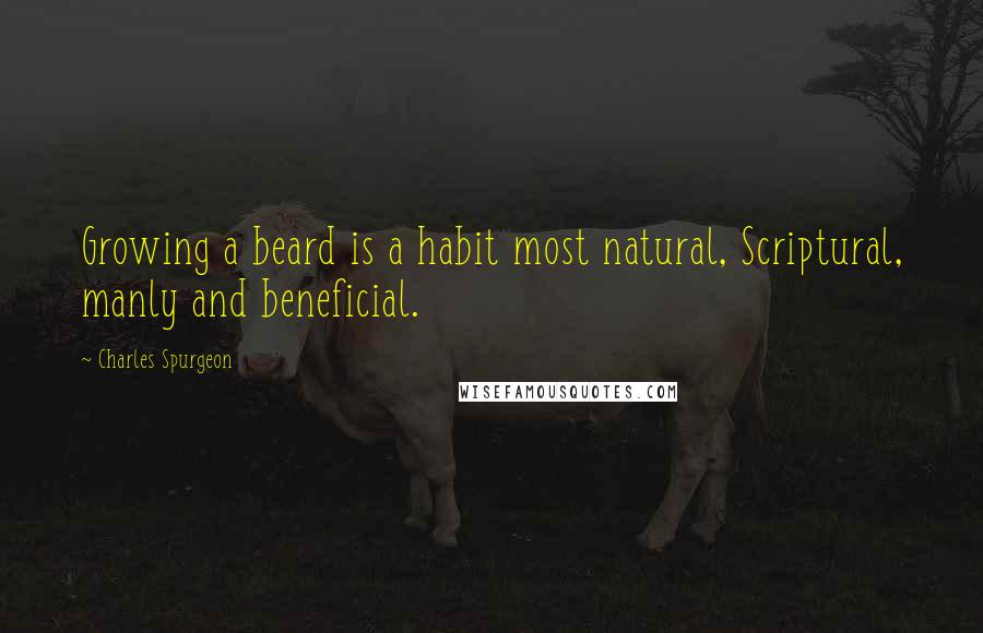 Charles Spurgeon Quotes: Growing a beard is a habit most natural, Scriptural, manly and beneficial.