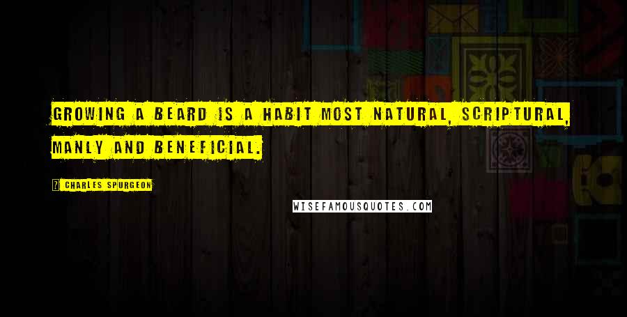 Charles Spurgeon Quotes: Growing a beard is a habit most natural, Scriptural, manly and beneficial.