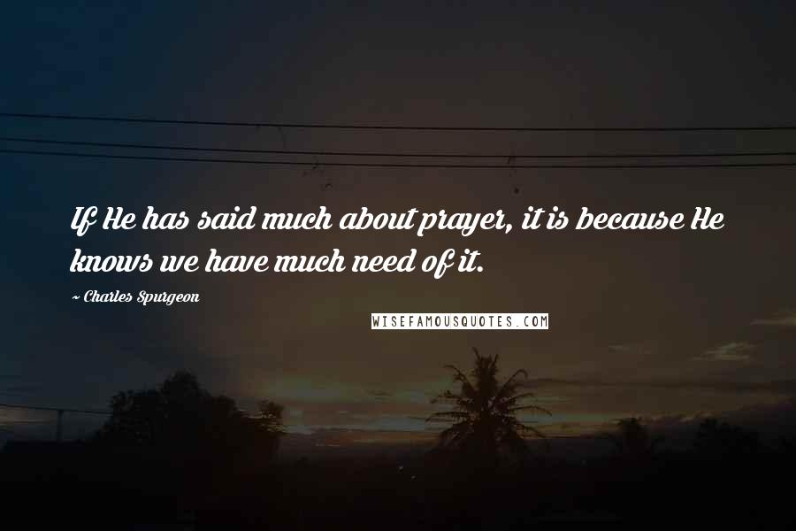 Charles Spurgeon Quotes: If He has said much about prayer, it is because He knows we have much need of it.