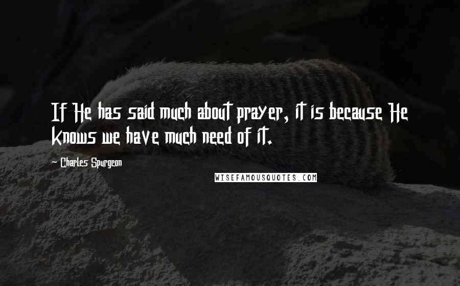 Charles Spurgeon Quotes: If He has said much about prayer, it is because He knows we have much need of it.