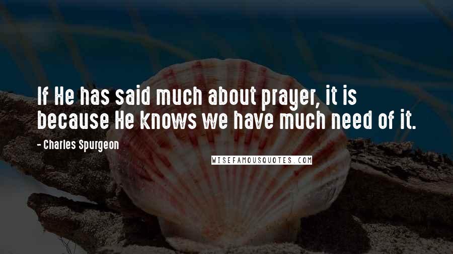 Charles Spurgeon Quotes: If He has said much about prayer, it is because He knows we have much need of it.