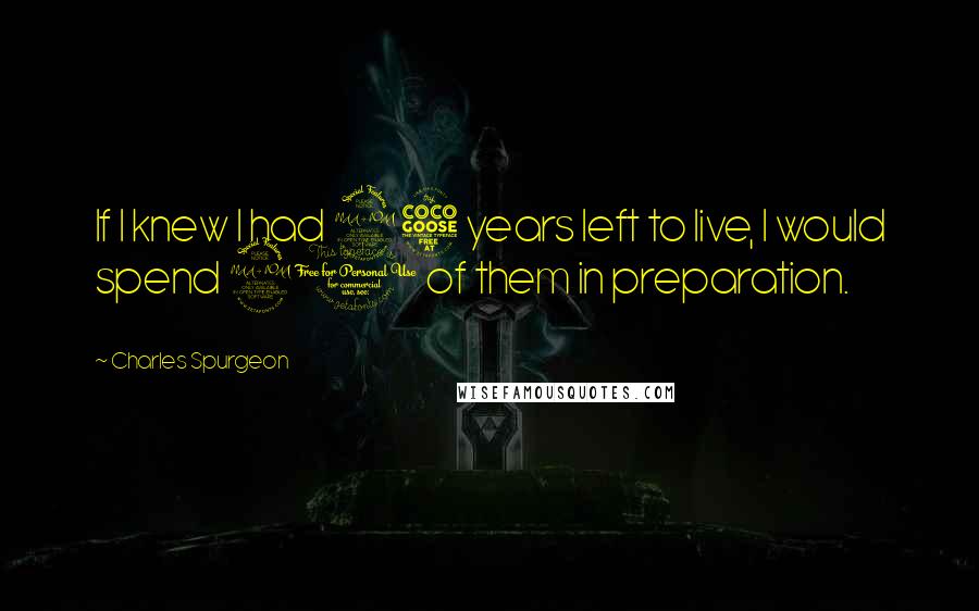 Charles Spurgeon Quotes: If I knew I had 25 years left to live, I would spend 20 of them in preparation.