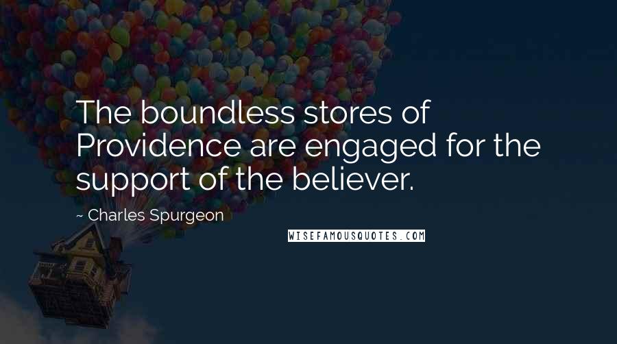Charles Spurgeon Quotes: The boundless stores of Providence are engaged for the support of the believer.