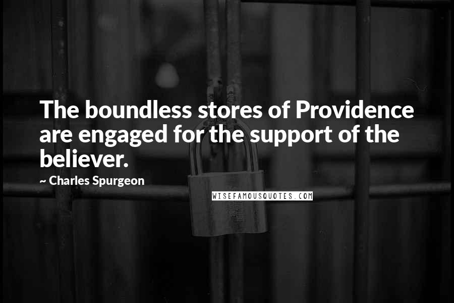 Charles Spurgeon Quotes: The boundless stores of Providence are engaged for the support of the believer.