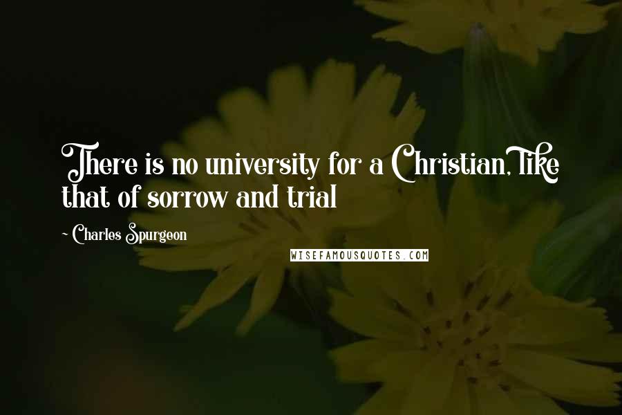 Charles Spurgeon Quotes: There is no university for a Christian, like that of sorrow and trial