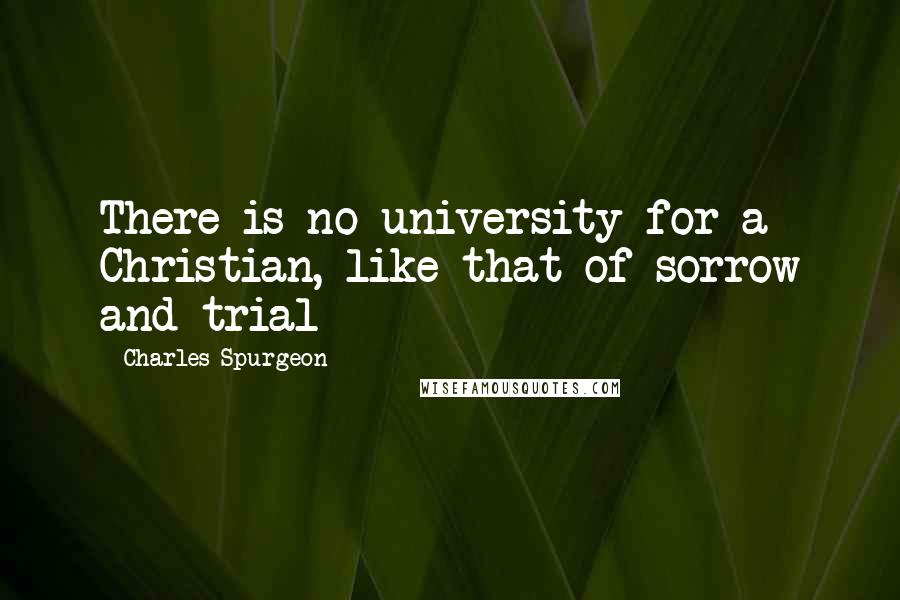 Charles Spurgeon Quotes: There is no university for a Christian, like that of sorrow and trial