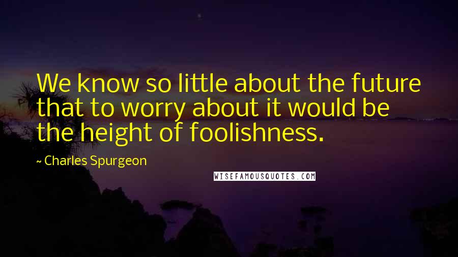 Charles Spurgeon Quotes: We know so little about the future that to worry about it would be the height of foolishness.