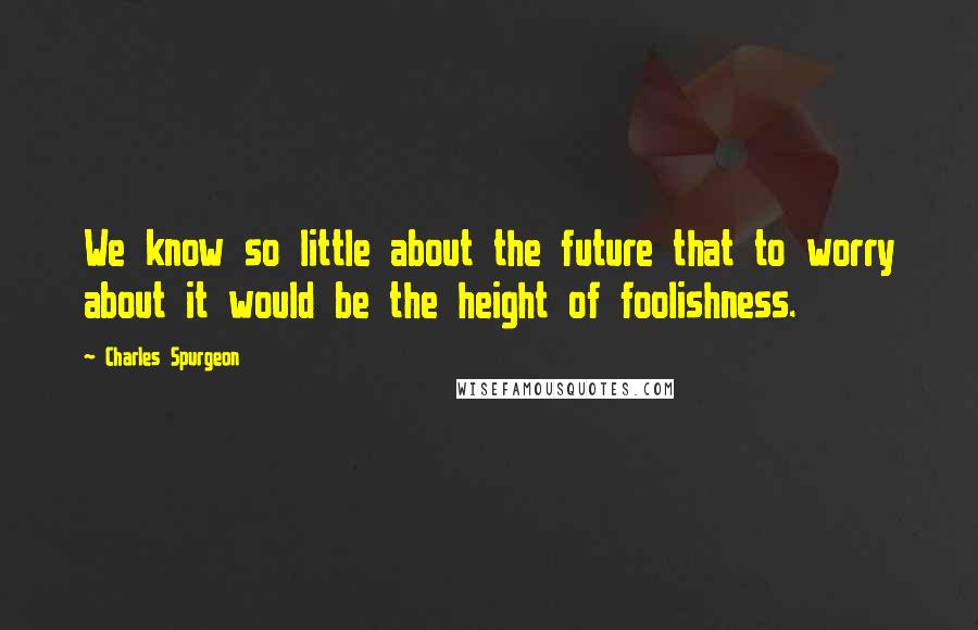 Charles Spurgeon Quotes: We know so little about the future that to worry about it would be the height of foolishness.