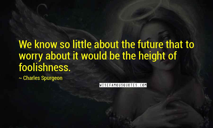 Charles Spurgeon Quotes: We know so little about the future that to worry about it would be the height of foolishness.