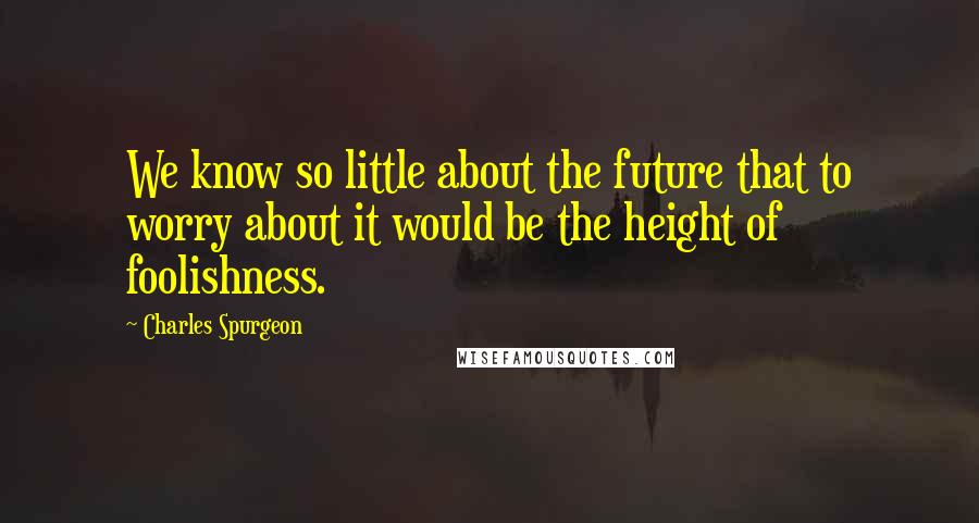 Charles Spurgeon Quotes: We know so little about the future that to worry about it would be the height of foolishness.