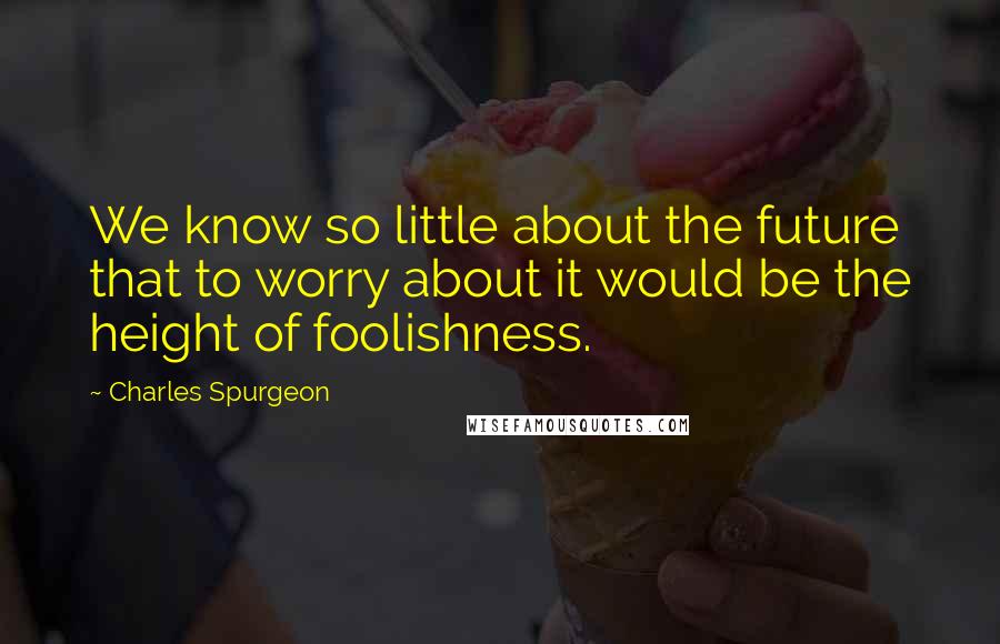 Charles Spurgeon Quotes: We know so little about the future that to worry about it would be the height of foolishness.