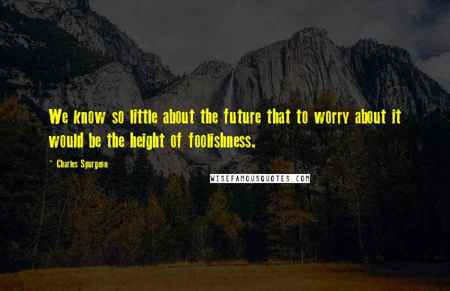 Charles Spurgeon Quotes: We know so little about the future that to worry about it would be the height of foolishness.