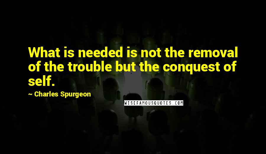 Charles Spurgeon Quotes: What is needed is not the removal of the trouble but the conquest of self.
