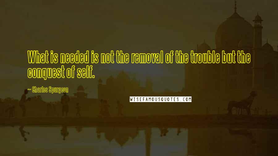 Charles Spurgeon Quotes: What is needed is not the removal of the trouble but the conquest of self.