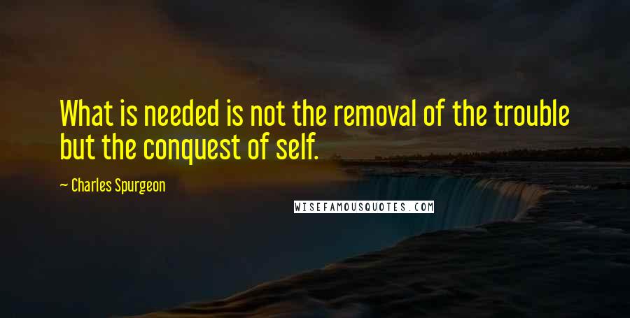 Charles Spurgeon Quotes: What is needed is not the removal of the trouble but the conquest of self.