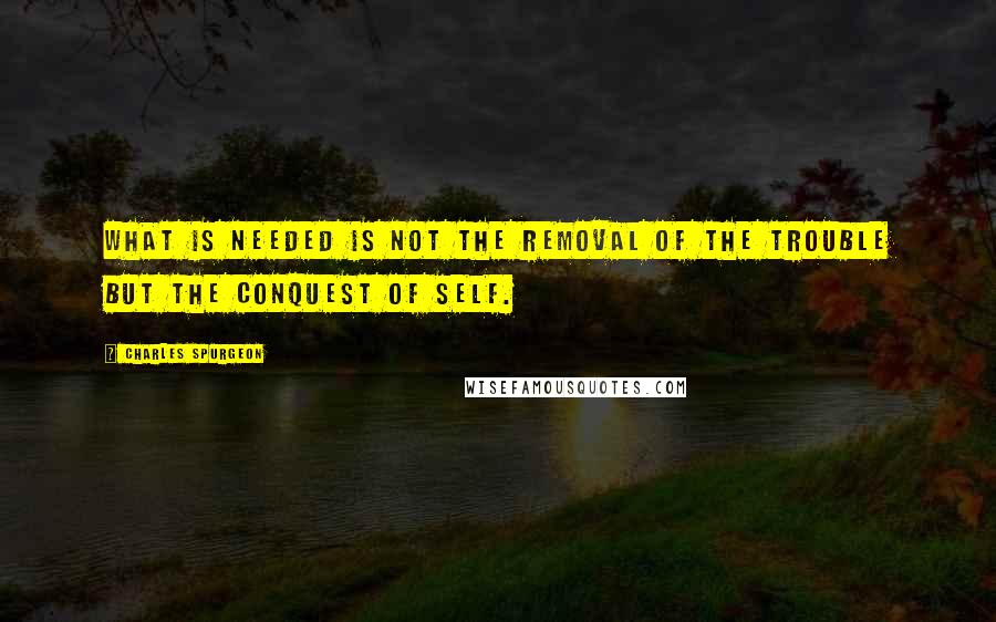 Charles Spurgeon Quotes: What is needed is not the removal of the trouble but the conquest of self.