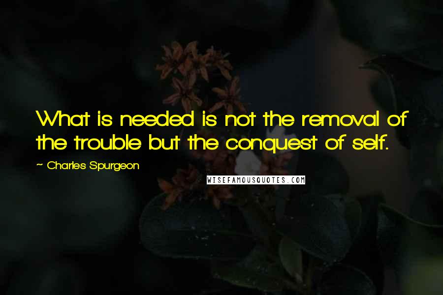 Charles Spurgeon Quotes: What is needed is not the removal of the trouble but the conquest of self.