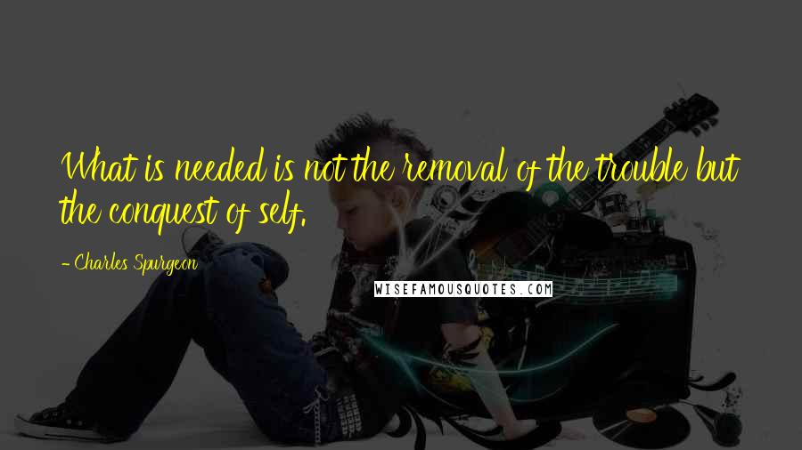Charles Spurgeon Quotes: What is needed is not the removal of the trouble but the conquest of self.