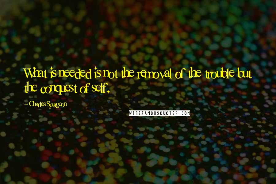 Charles Spurgeon Quotes: What is needed is not the removal of the trouble but the conquest of self.