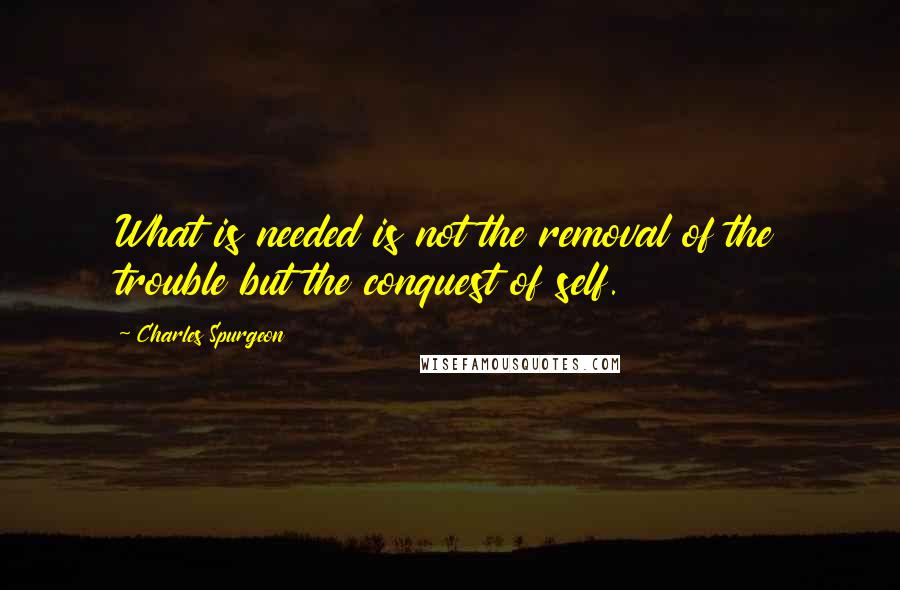 Charles Spurgeon Quotes: What is needed is not the removal of the trouble but the conquest of self.
