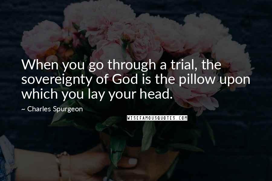 Charles Spurgeon Quotes: When you go through a trial, the sovereignty of God is the pillow upon which you lay your head.