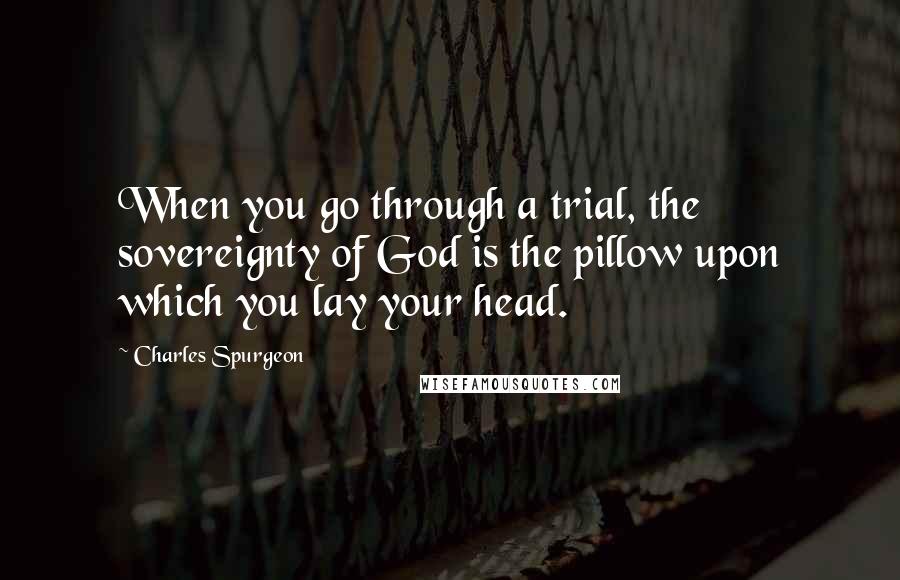 Charles Spurgeon Quotes: When you go through a trial, the sovereignty of God is the pillow upon which you lay your head.