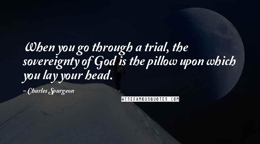 Charles Spurgeon Quotes: When you go through a trial, the sovereignty of God is the pillow upon which you lay your head.