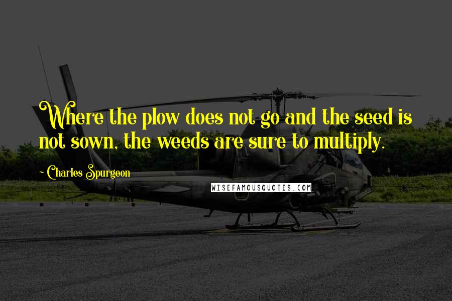 Charles Spurgeon Quotes: Where the plow does not go and the seed is not sown, the weeds are sure to multiply.