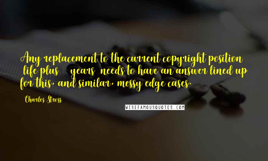 Charles Stross Quotes: Any replacement to the current copyright position (life plus 70 years) needs to have an answer lined up for this, and similar, messy edge cases.