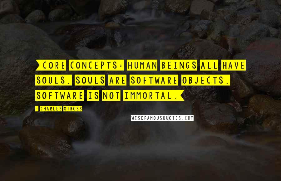 Charles Stross Quotes: [Core concepts: Human beings all have souls. Souls are software objects. Software is not immortal.]