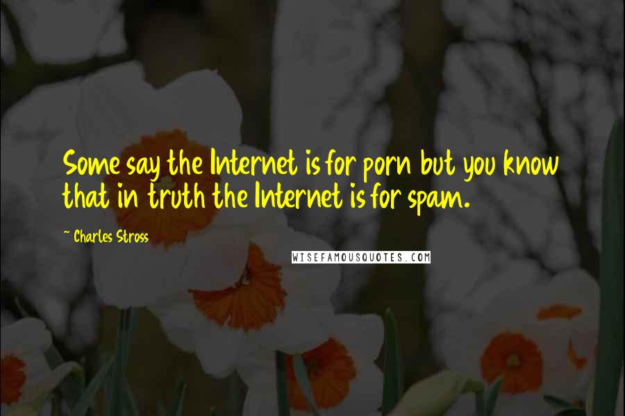 Charles Stross Quotes: Some say the Internet is for porn but you know that in truth the Internet is for spam.