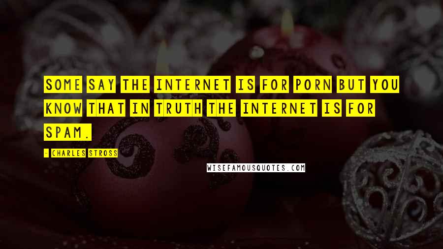 Charles Stross Quotes: Some say the Internet is for porn but you know that in truth the Internet is for spam.