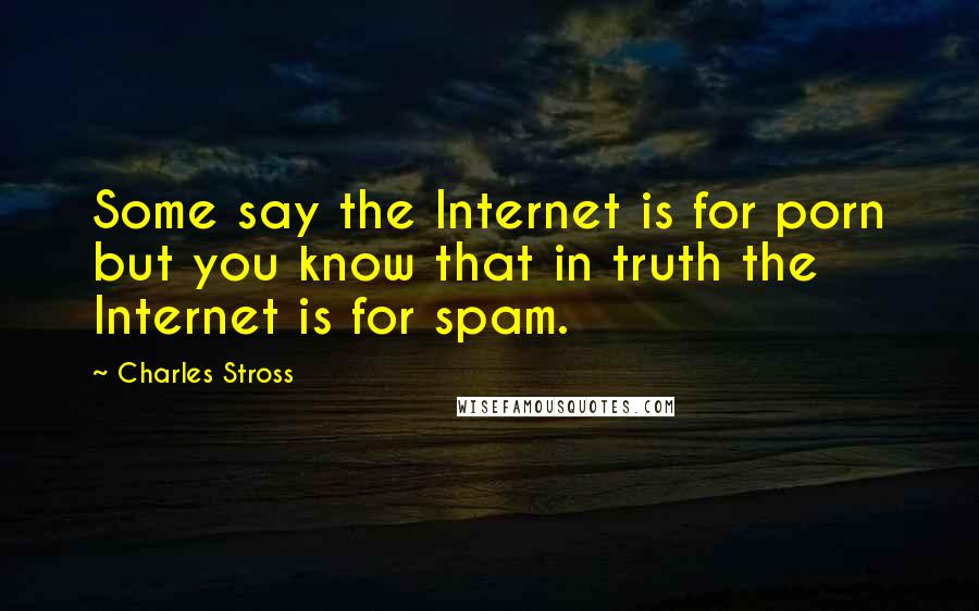 Charles Stross Quotes: Some say the Internet is for porn but you know that in truth the Internet is for spam.