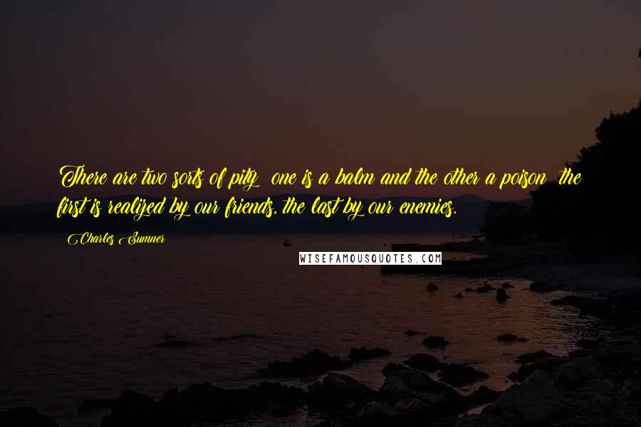 Charles Sumner Quotes: There are two sorts of pity: one is a balm and the other a poison; the first is realized by our friends, the last by our enemies.