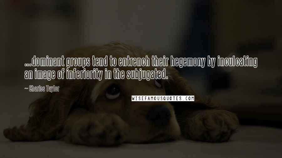 Charles Taylor Quotes: ...dominant groups tend to entrench their hegemony by inculcating an image of inferiority in the subjugated.
