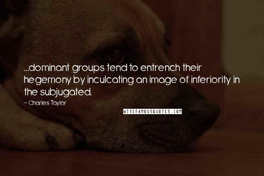 Charles Taylor Quotes: ...dominant groups tend to entrench their hegemony by inculcating an image of inferiority in the subjugated.