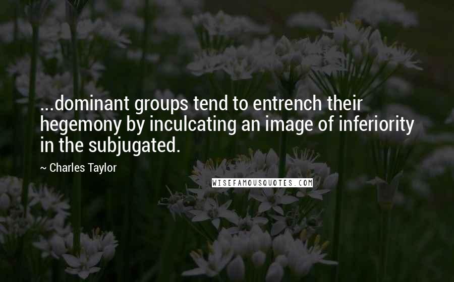Charles Taylor Quotes: ...dominant groups tend to entrench their hegemony by inculcating an image of inferiority in the subjugated.