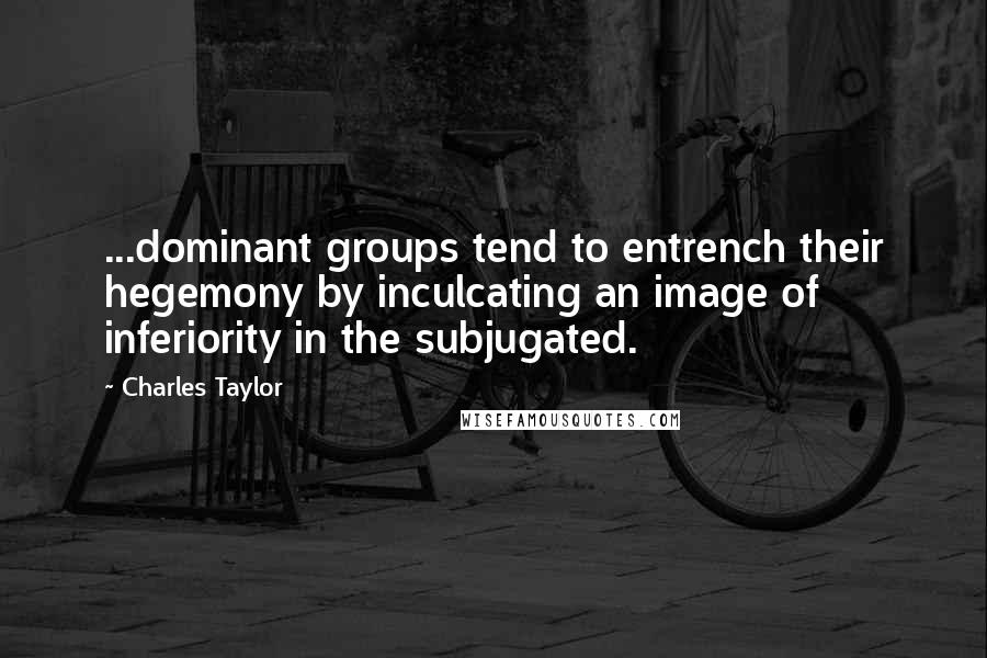 Charles Taylor Quotes: ...dominant groups tend to entrench their hegemony by inculcating an image of inferiority in the subjugated.