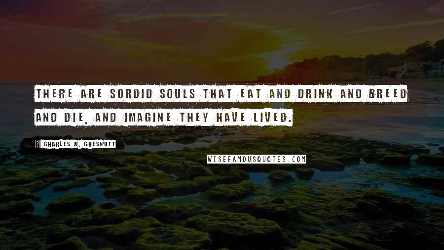 Charles W. Chesnutt Quotes: There are sordid souls that eat and drink and breed and die, and imagine they have lived.