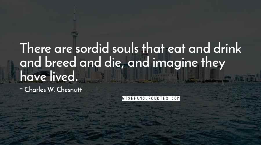 Charles W. Chesnutt Quotes: There are sordid souls that eat and drink and breed and die, and imagine they have lived.