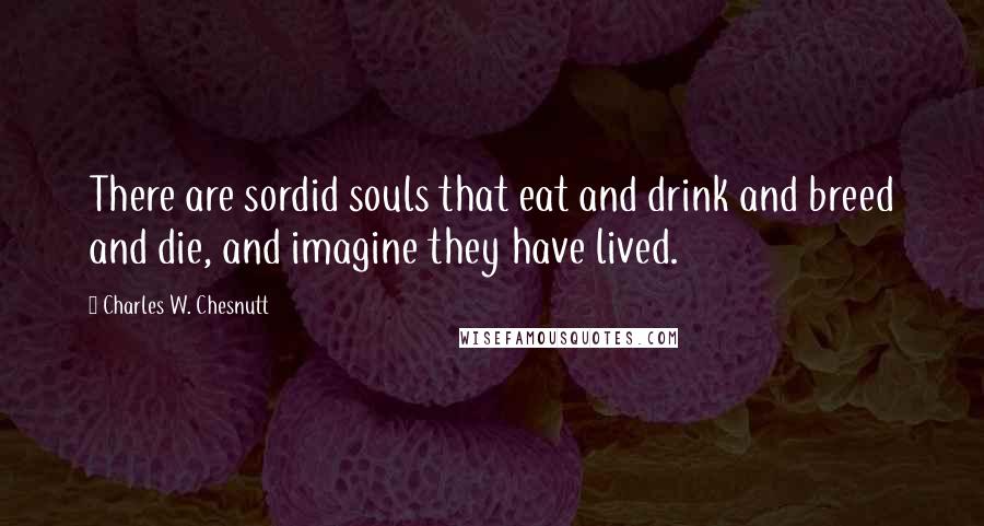 Charles W. Chesnutt Quotes: There are sordid souls that eat and drink and breed and die, and imagine they have lived.