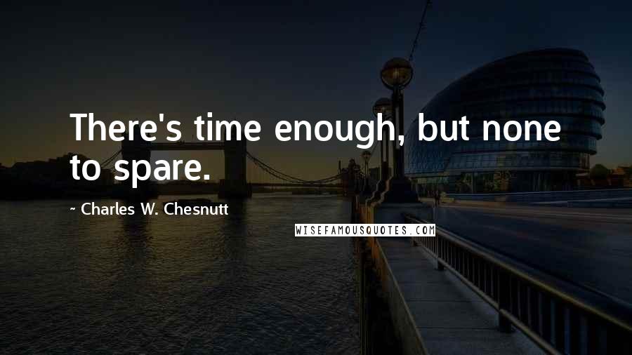 Charles W. Chesnutt Quotes: There's time enough, but none to spare.