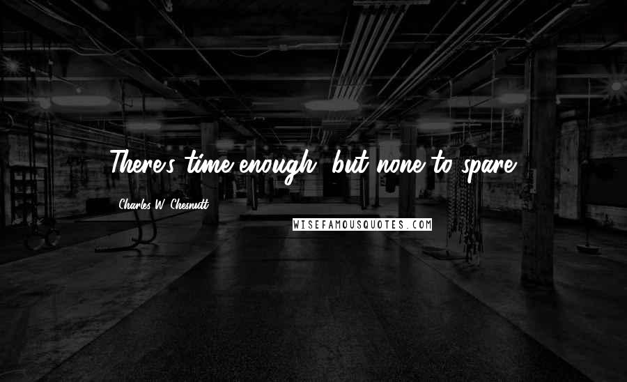 Charles W. Chesnutt Quotes: There's time enough, but none to spare.